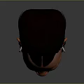 3D Head Model With Unique Black Hairstyle Large Hoop Earrings Gold Necklace And Facial Features