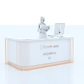 Modern Reception Desk Design With Elegant Metal Frame And Computer Setup 3d model