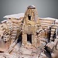 Ancient Architectural Structure With Stone Carvings And Tower 3d model
