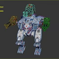 Sci-Fi Quadruped Mechanical Beast With Red White Armor And Weaponized Limbs 3d model