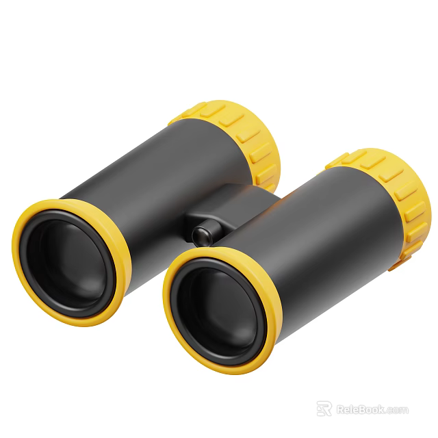 Black And Yellow Handheld Binoculars With Compact Design And Sturdy Edges 3d model 