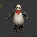 Cute Panda Game Movie Character With Red Bandana And Black White Fur