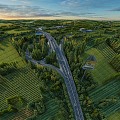 Highway Wheat Field Farmland Village 3d model