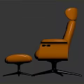 Modern Orange Upholstered Armchair With Matching Ottoman And Black Base