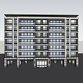 Modern Mid Rise Apartment Building With Balconies Front Water Feature And Trees Around