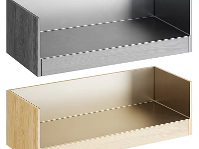 Modern Shelving Units with Wooden and Metal Frame in Gray and Gold for Home Storage 3d model