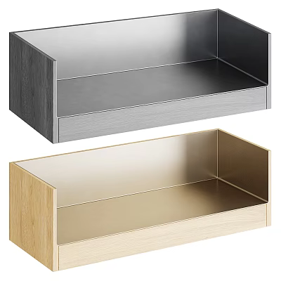 Modern Shelving Units with Wooden and Metal Frame in Gray and Gold for Home Storage 3d model