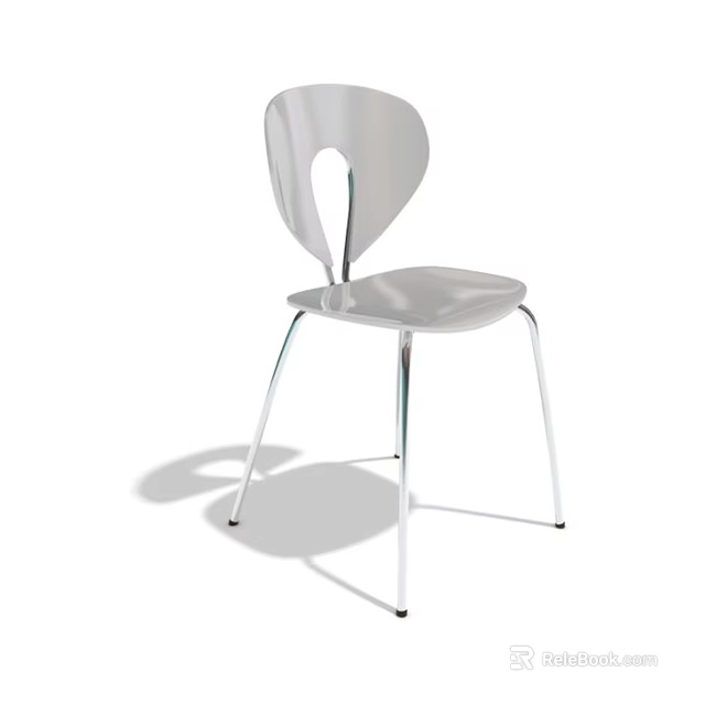 Modern Single Chair With Silver Metal Frame And Ergonomic Back Design 3d model 