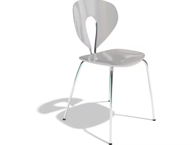 Modern Single Chair With Silver Metal Frame And Ergonomic Back Design 3d model