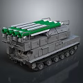 Tracked Military Weapon Vehicle System With Green Missile Launchers And Multiple Launch Tubes
