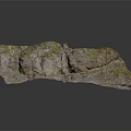 Natural Rock Scenery Component With Green Moss Covered Textured Surface And Landscape Element
