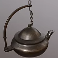 Vintage Bronze Ornament Decor Set with Hanging Teapot Shape Chain and Stand Design