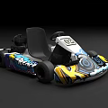 Colorful Go Karts with Cartoon Patterns Bright Colors Number 100 Arranged in Row