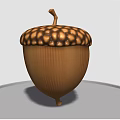 3D Cartoon Squirrel Character With Big Eyes Sharp Teeth And Acorn