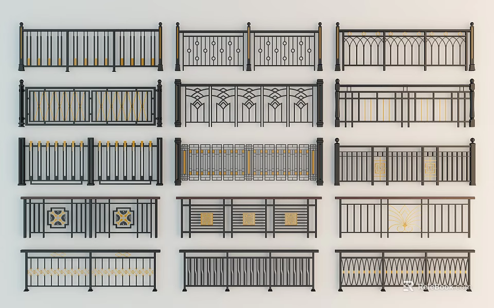 Stylish Modern Metal Fence Designs With Intricate Patterns For Outdoor Spaces 3d model 