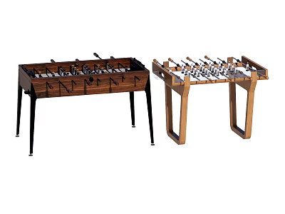 Two Stylish Foosball Tables With Black Metal And Wooden Legs For Recreational Use 3d model