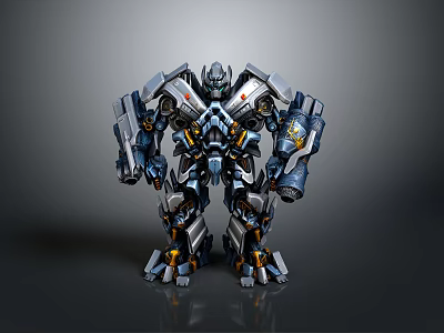 Detailed Humanoid Sci Fi Robot With Metallic Armor And Complex Mechanical Design 3d model