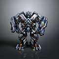 Detailed Humanoid Sci Fi Robot With Metallic Armor And Complex Mechanical Design