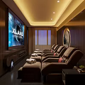 Modern Corridor Interior With Wooden Doors Circular Decorative Lights And Reception Counter