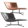 Modern Brown And Black Leather Lounge Chairs With Metal Base Design