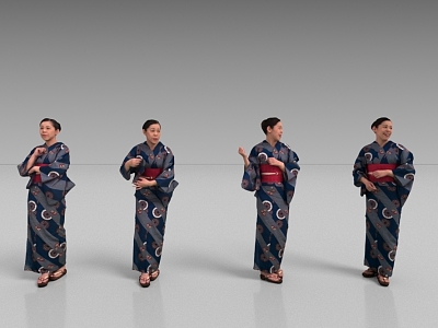 Japanese women who wear kimonos 3d model