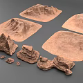 Micro Terrain Models With Various Shapes And Natural Rock Textured Features 3d model