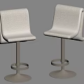 Two Modern Light Gray Upholstered Bar Stools With Metal Base And Ring Footrest