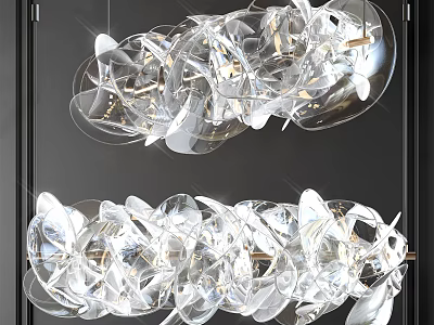 Elegant Modern Chandelier With Transparent Flowing Glass Pieces For Interior Lighting 3d model