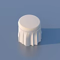 White Round Sofa Stool with Pleated Skirt and Simple Modern Design 3d model