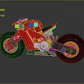 Red Shiny Motorcycle With Sporty Modern Design And Golden Wheel Accents