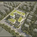 Aerial View Urban Planning With Modern Buildings Green Roofs And Surrounding Trees