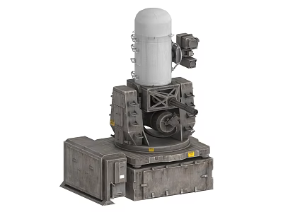 Military Weapon System With White Cylindrical Top Gray Metal Base And Mechanical Components 3d model