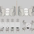 Modern Multi person Sectional Sofa In Interior With Dining Table And Chairs