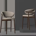 Sleek Modern Bar Stools With Wooden Legs And Beige Upholstered Seats