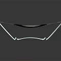 Modern Hammock with Curved Metal Stand White Fabric and Brown Trim in Minimalist Design