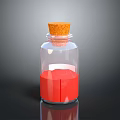 Clear Glass Bottle With Cork Stopper And Red Contents For Daily Use