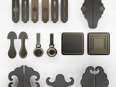 Decorative Stylish Metal Furniture Handles Featuring Modern Vintage Designs For Cabinets Drawers 3d model