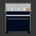 Retro Kitchen Stove Appliance With Four Burners And Blue Cabinet Drawer Design