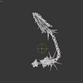 Dragon Head Spiked Weapon With Fiery Orange Flame Chain And Skull Decoration On Decorative Handle