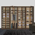 Modern Glass Door Wardrobe With Gold Frame And Multiple Storage Compartments
