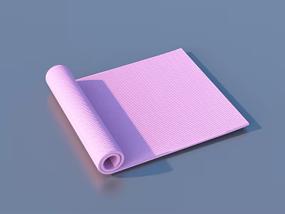Pink Textured Yoga Mat Rolled For Fitness And Home Daily Use 3d model