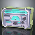 Retro Electronic Device With Green Frame Digital Display Control Dials And Knobs