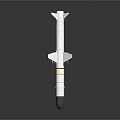 White Military Missile With Black Nose Cone Yellow Band And Reflective Wing Structure