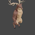 Game Movie Character Deer Human Hybrid With Muscular Build And Antlers On Green Background