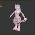 Anthropomorphic Snow Leopard Character With White Spotted Body Blue Eyes And Standing Pose