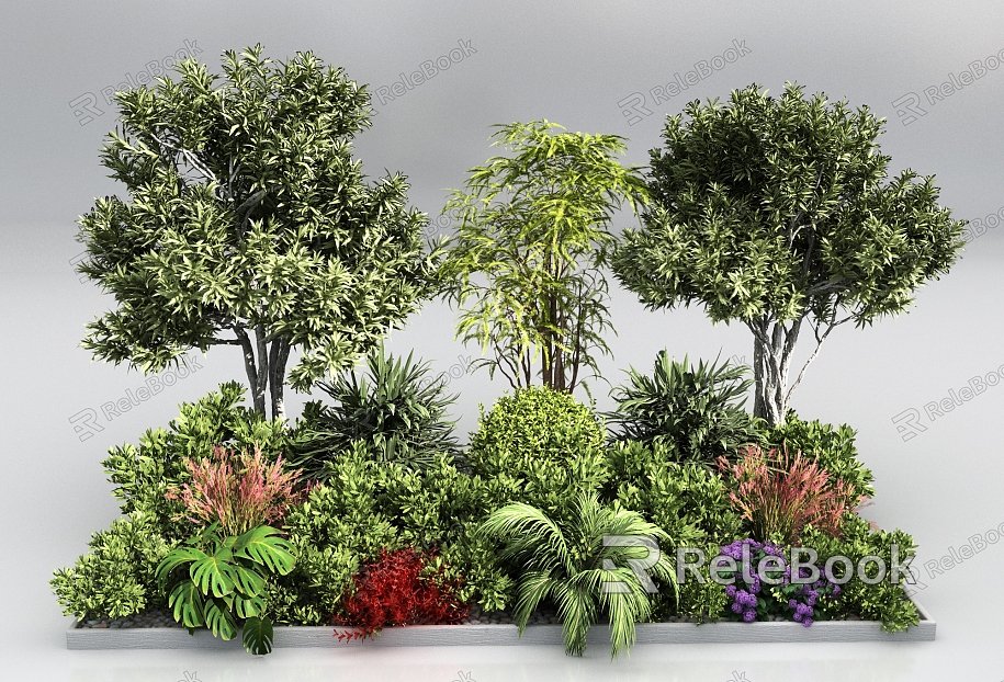 Modern Plant Pile Plant Landscape Landscape Plant Garden Plant Group Sketches Park Plant Big Tree Shrub Ball Flowers Greening model