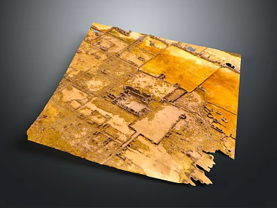 Ancient Architectural Fragment with Weathered Texture and Broken Edges in Yellowish Brown 3d model