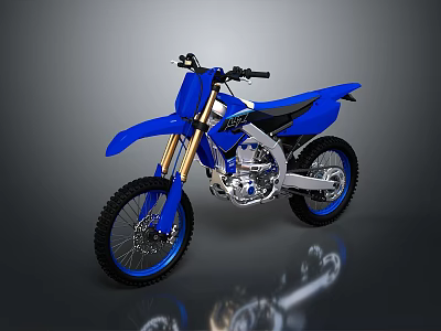Blue Off Road Motocross Motorcycle With Black Tires And Silver Frame Design 3d model
