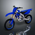 Blue Off Road Motocross Motorcycle With Black Tires And Silver Frame Design