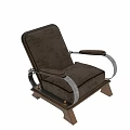 Modern Leisure Chair With Brown Fabric Cushion And Chrome Metal Frame